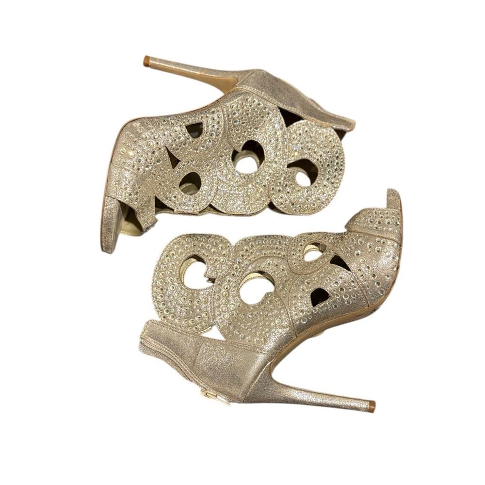 Gianni Bini Platinum Metallic Stiletto Heel Booties Boho Sandals Women's 5.5